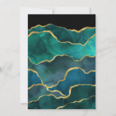 Turfblauw en gouden geode agaat trouw save the date (Achterkant)