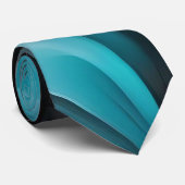 Turfblauw en grijs modern design stropdas (Opgerold)