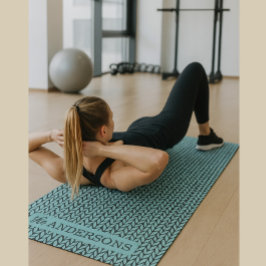 Turfblauw en houtskoolkleurig breipatroon yogamat