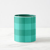 Turfblauw en turkoois geruit plaid ontwerp mok (Midden)