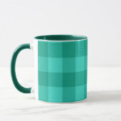 Turfblauw en turkoois geruit plaid ontwerp mok (Links)