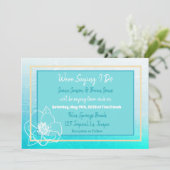 Turfblauw en turkooisblauwe witte bloem bruiloft kaart (Staand voorkant)