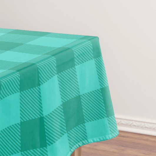 Turfblauw en turquoise geruit plaidontwerp tafelkleed