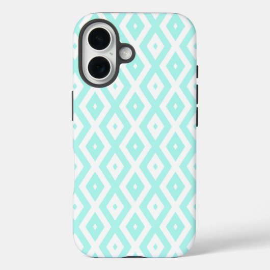 Turfblauw en wit diamantpatroon Case-Mate iPhone case (Achterkant)