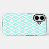 Turfblauw en wit diamantpatroon Case-Mate iPhone case (Achterkant (horizontaal))