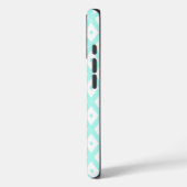 Turfblauw en wit diamantpatroon Case-Mate iPhone case (Achterkant / Links)