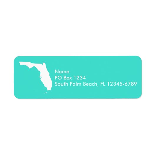 Turfblauw en Witte Florida Persoonlijk Etiket (Voorkant)