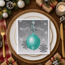 Turfblauw Fantasie Kerstornament Papieren Servet