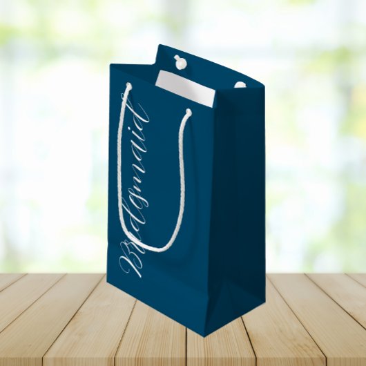 Turfblauw gestileerde script bruidsmeisje trouwfee klein cadeauzakje