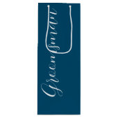 Turfblauw gestileerde script bruiloft groomsman wijn cadeautas (Voorkant)