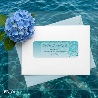 Turfblauw Glitter Mat Elegant Retouradres Etiket