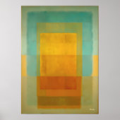 Turfblauw Goud Kleurveld Abstracte Moderne Kunst Poster (Voorkant)