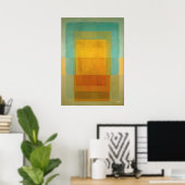 Turfblauw Goud Kleurveld Abstracte Moderne Kunst Poster (Thuiskantoor)