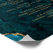 Turfblauw Gouden Agaat Script Bruiloftsbar Menu  Poster (Hoek)