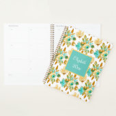 Turfblauw & Gouden Bloemstuk Persoonlijk Planner (Display)