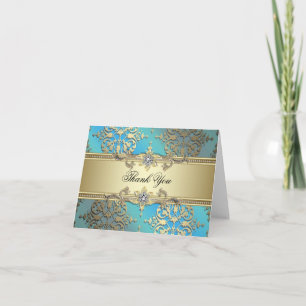 Turfblauw Gouden Dankkaartjes Bedankkaart