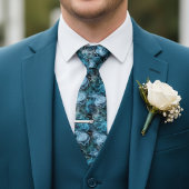 Turfblauw Grijs Abstract Marmerende Wervelingen Ku Stropdas