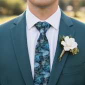 Turfblauw Grijs Abstract Marmerende Wervelingen Ku Stropdas