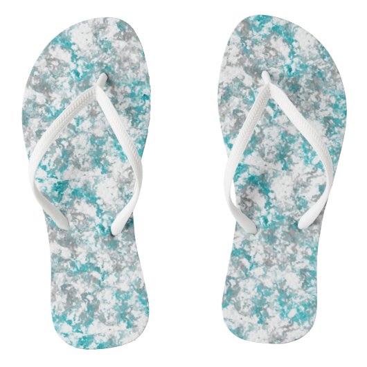 Turfblauw grijs en wit marmer teenslippers (Voetbed)