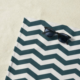 Turfblauw groene zigzag streep geometrisch strandlaken