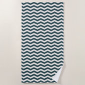 Turfblauw groene zigzag streep geometrisch strandlaken (Voorkant)