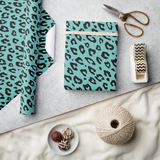 Turfblauw luipaardprint inpakpapier (Crafts)