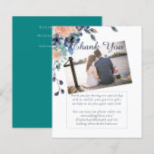 Turfblauw Marine Koraal Bloem Motief Budget Huweli (Voorkant / Achterkant)