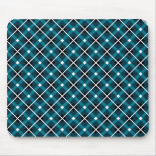 Turfblauw & Marineblauw Geometrisch Rasterpatroon Muismat