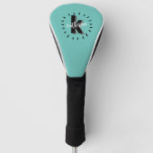 Turfblauw modern monogram eerste letter golfheadcover (Voorkant)