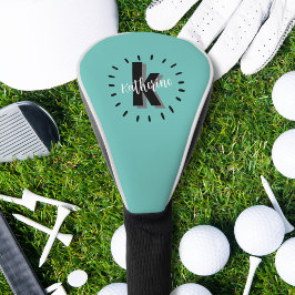 Turfblauw modern monogram eerste letter golfheadcover