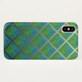 Turfblauw Moderne Mozaïek Diamanten Dierenprint Case-Mate iPhone Case (Achterkant (horizontaal))