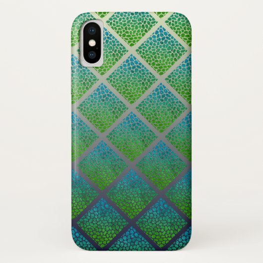 Turfblauw Moderne Mozaïek Diamanten Dierenprint Case-Mate iPhone Case (Achterkant)