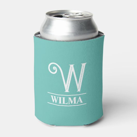 Turfblauw Monogram Blikjeskoeler (Blikje Voorkant)