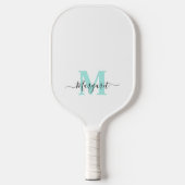 Turfblauw Monogram Boho Chic Script Naam Pickleball Paddle (Voorkant)