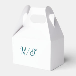 Turfblauw monogram huwelijks koppel naam eenvoudig bedankdoosjes