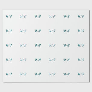 Turfblauw monogram huwelijks koppel naam eenvoudig cadeaupapier