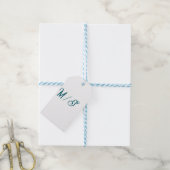 Turfblauw monogram huwelijksnaam eenvoudig styl cadeaulabel (Met Touw)