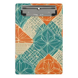 Turfblauw, Oranje en Tannige Abstracte Bloemen Mini Klembord