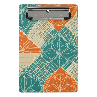 Turfblauw, Oranje en Tannige Abstracte Bloemen Mini Klembord