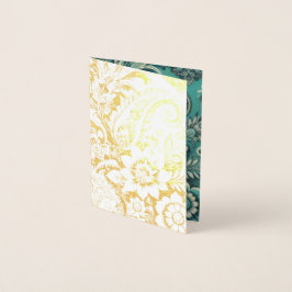 Turfblauw paisley bloempatroon folie kaarten