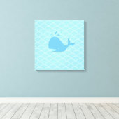 Turfblauw Prachtige Walvis Canvas Afdruk (Insitu (Houten vloer))