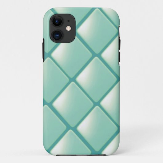 Turfblauw Quilted Diamantpatroon Case-Mate iPhone Case (Achterkant)