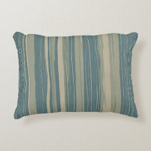 Turfblauw Sage en Beige Strepen Accent Kussen