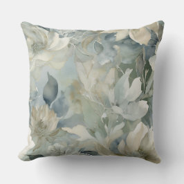 Turfblauw Saliegroen Beige Aquarel Bloemendecorati Kussen
