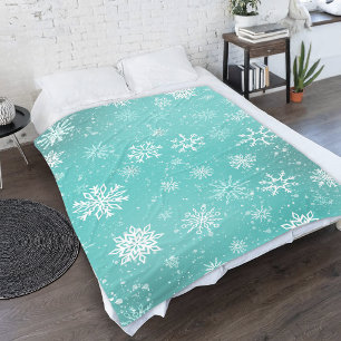 Turfblauw Sneeuwvlokken Patroon Zachte Winter Vors Fleece Deken