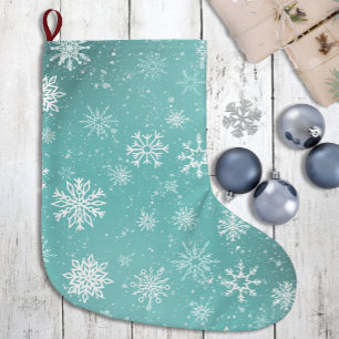 Turfblauw Sneeuwvlokken Patroon Zachte Winter Vors Grote Kerstsok