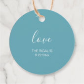 Turfblauw strand trouwgunstlabels bedankjes labels (Achterkant)