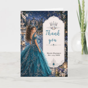 Turfblauw Sweet 16 Prinsessen Tuin Bedankkaart