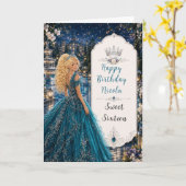 Turfblauw Sweet 16 Prinsessenbal Kaart (Gele Bloem)