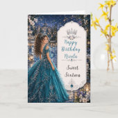 Turfblauw Sweet 16 Prinsessenbal Kaart (Gele Bloem)